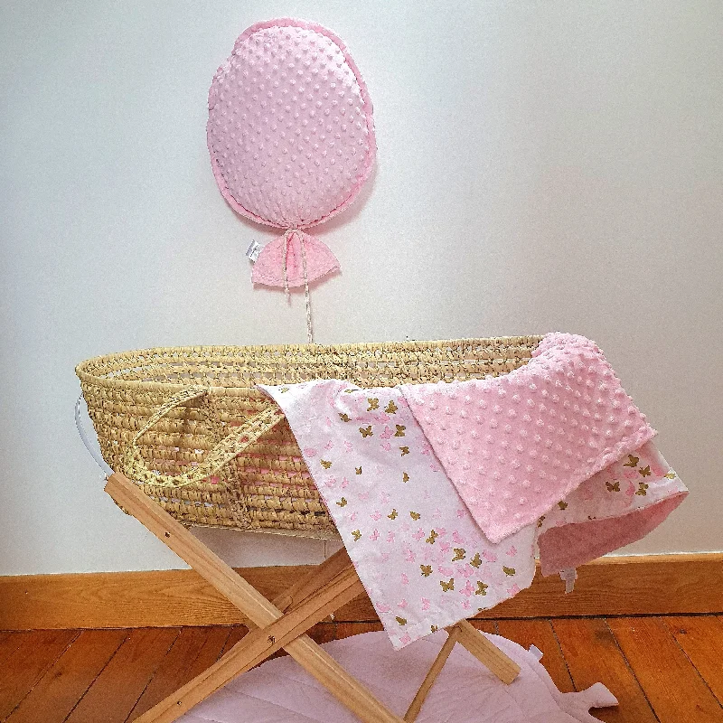 Silk blankets with a smooth and elegant touchGift set of 2: Baby blanket and balloon, Butterflies Pink