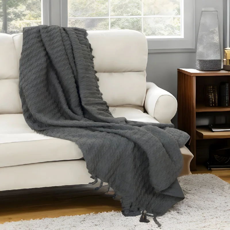 Fleece blankets for a cozy and plush textureGray Knitted 100% Cotton Throw Blanket