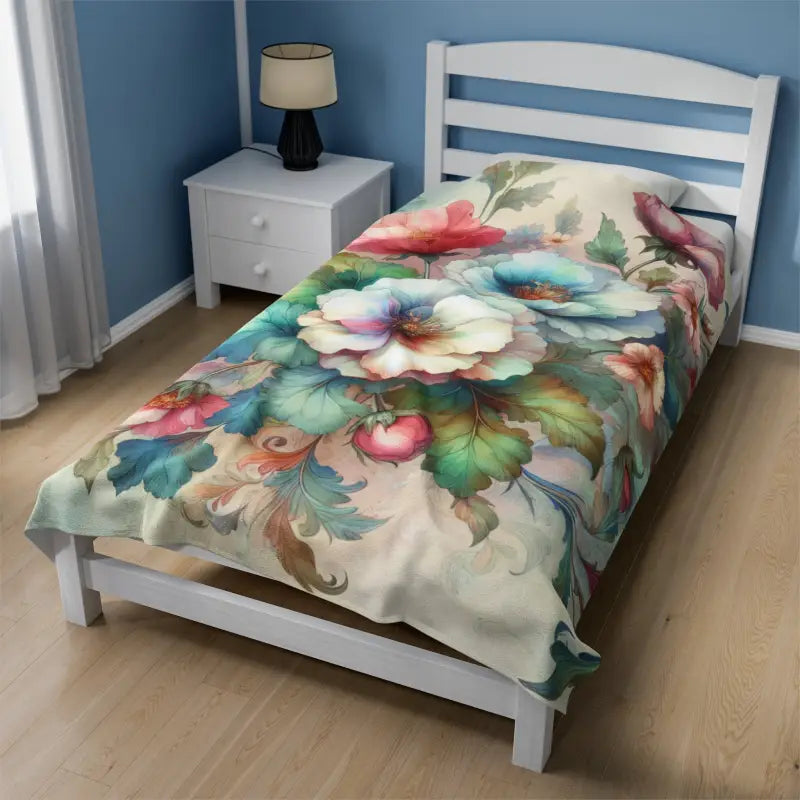 Mohair blankets with a unique sheen and softnessCozy Up with the Watercolor Flowers Velveteen Blanket