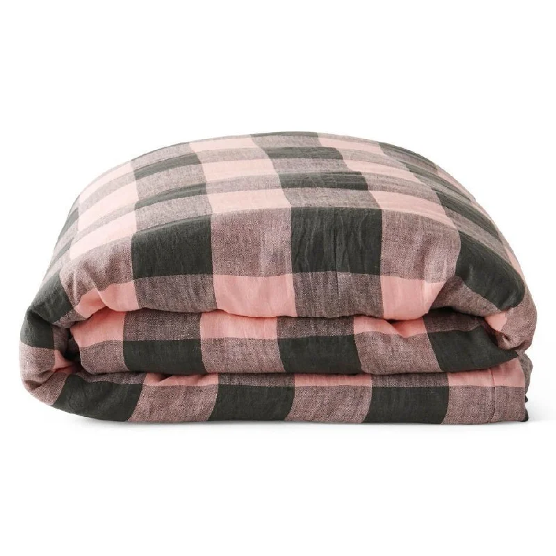 Budget - friendly duvet covers for first - time homebuyers or studentsTuscan Gingham Linen Duvet Cover