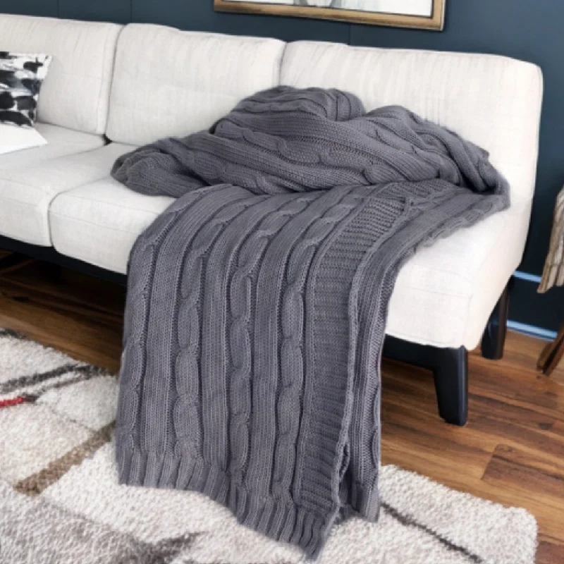 Fleece blankets for a cozy and plush textureLight Gray Knitted 100% Cotton Throw Blanket