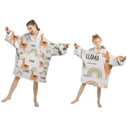 Queen - size blankets for standard - sized bedsLlama Party Hoodie Blanket (Adult or Teen)