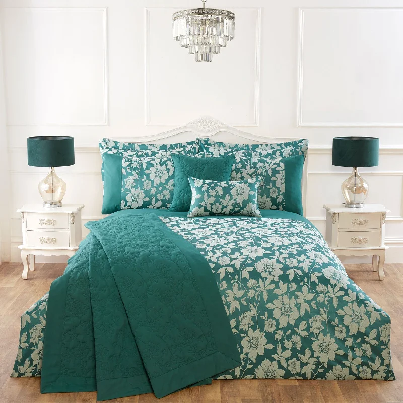 Budget - friendly duvet covers for first - time homebuyers or studentsLottie Emerald Luxury Jacquard Duvet Cover