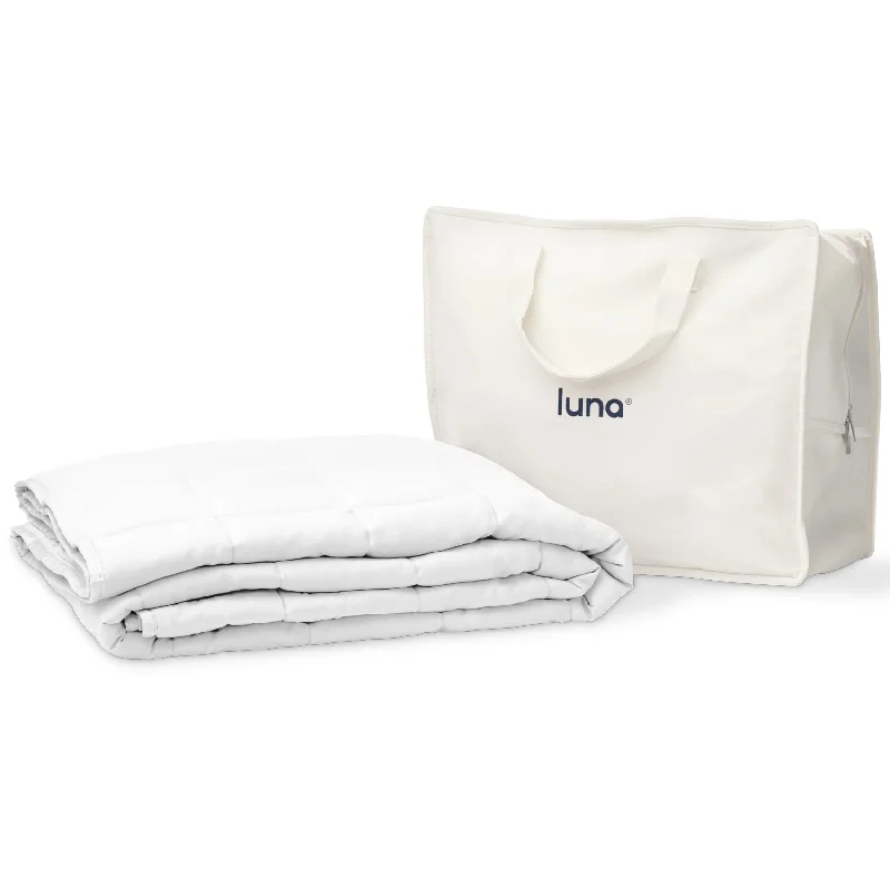 Recycled polyester blankets for an eco - conscious optionLuna Weighted Blankets for Adults | Premium Sleep Quality, Breathable, Comfortable Lyocell Blanket | All Season Cooling Blanket Gift Ideas [20lbs - Queen - 60" x 80"] [White]