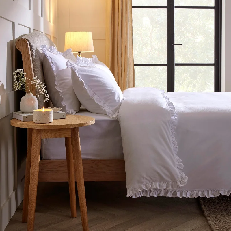 Linen duvet covers with a natural texture and breathabilityMarion 200 Thread Count Ruffle Edge Duvet Cover - Ecru