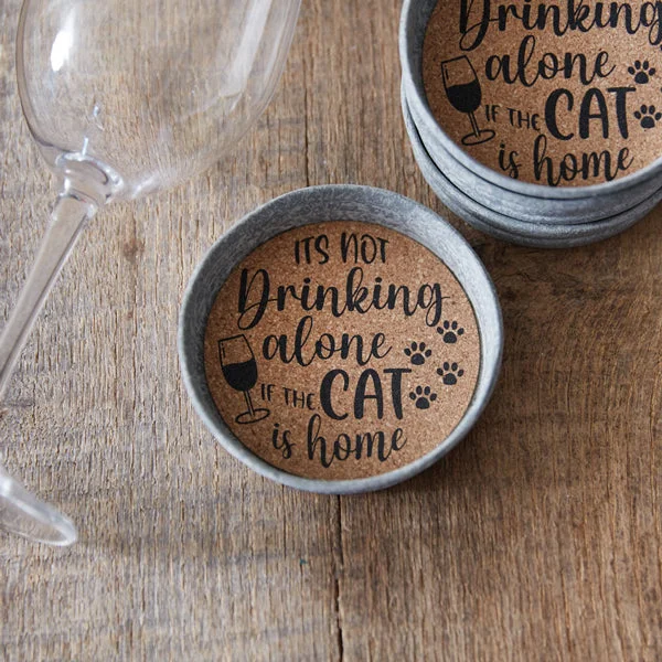 Mason Jar Lid Coaster - Cat Is Home - Box of 4