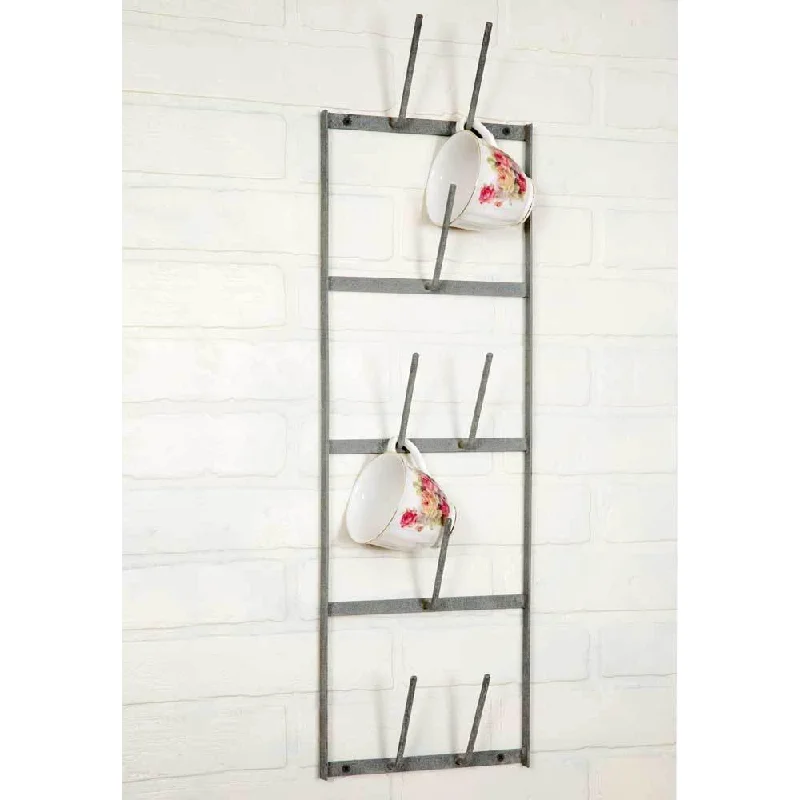 Narrow Galvanized Metal Wall Cup Holder Rack