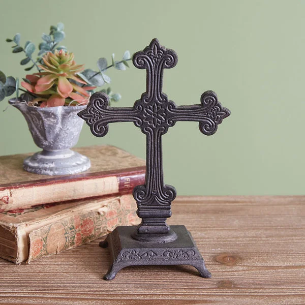 Ornate Cast Iron Cross Statue - Box of 2