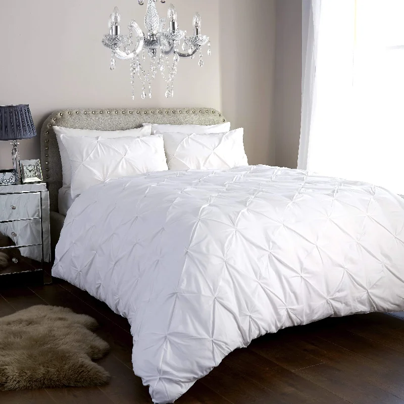 Stain - resistant duvet covers for easy maintenancePintuck Elegance Luxurious Cotton Rich Duvet Cover Set with Handmade Pinch Pleats Available in Single Double King and Super King Sizes OEKO-TEX Certified by OLIVIA ROCCO