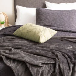 Queen - size blankets for standard - sized bedsPlush 380GSM Ultra Soft Velvet Graphite Blanket