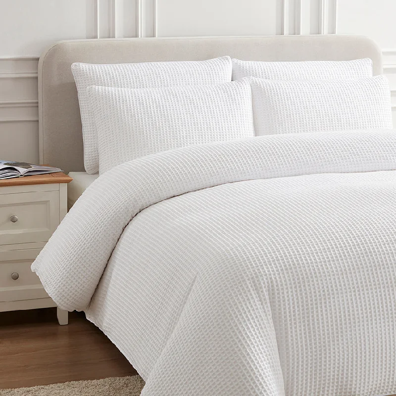 Queen - size duvet covers for standard queen - sized mattressesPortofino 100% Cotton Waffle Duvet Cover - White