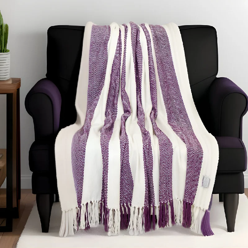 Acrylic blankets for a soft and affordable alternativePurple Woven Cotton Throw Blanket