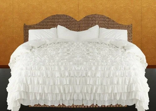 Geometric - patterned duvet covers for a modern and stylish lookQueen Ivory Ruffle Duvet Cover Set Egyptian Cotton 1000 Thread Count