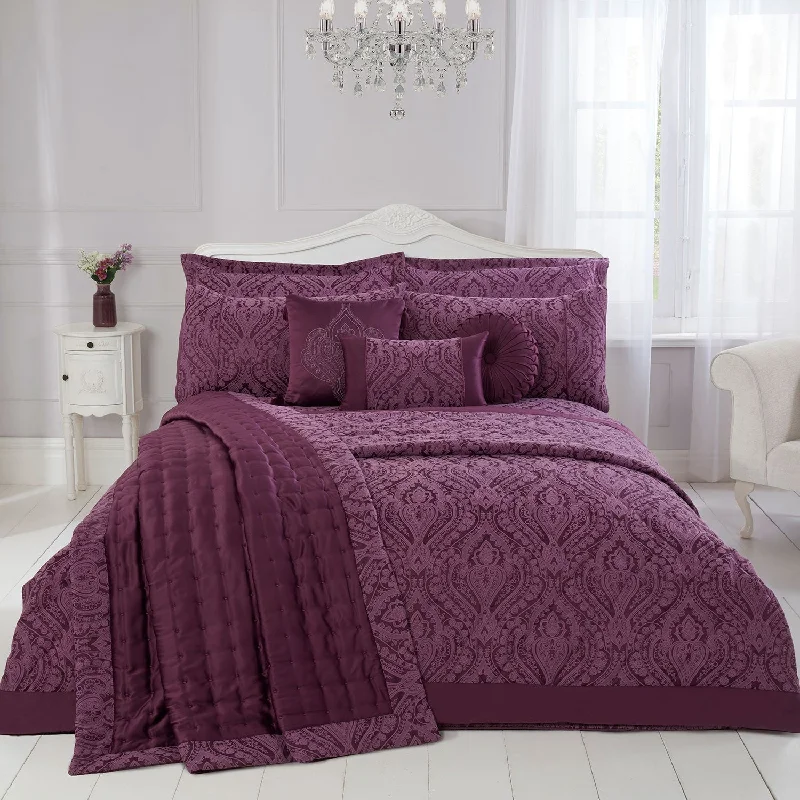 Organic cotton duvet covers for a chemical - free and eco - friendly optionRegency Plum Luxury Cotton Rich Jacquard Duvet Cover