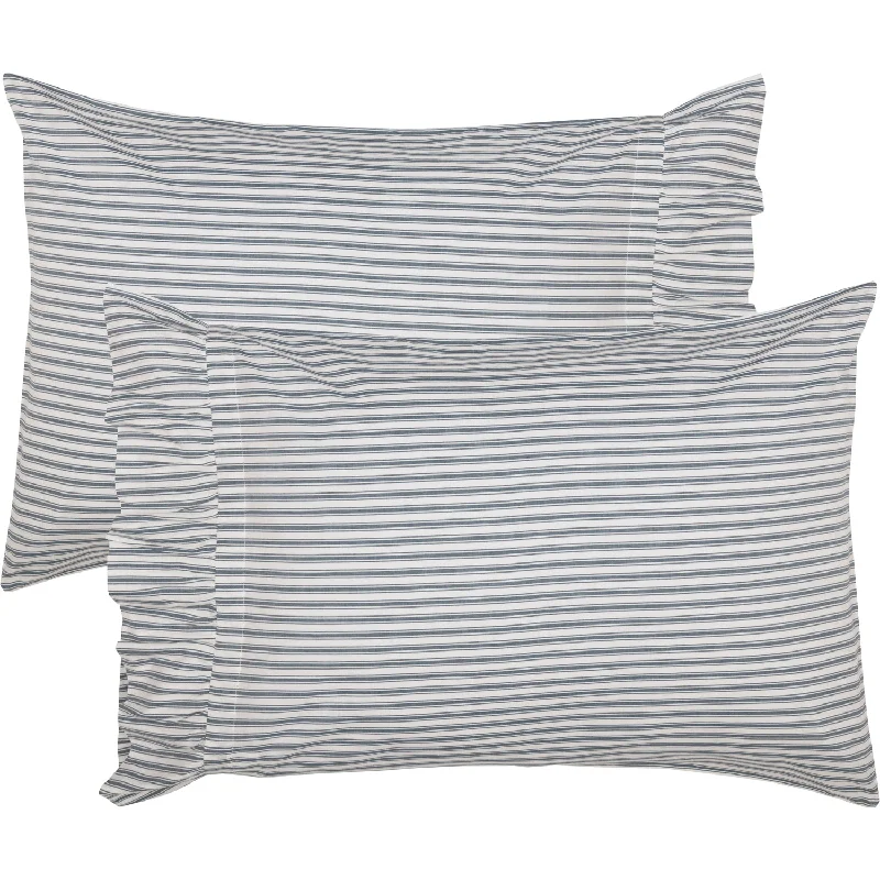 Feather Pillows for a Luxurious SleepSawyer Mill Blue Ticking Stripe Ruffled Standard Pillow Case Set of 2 21x30