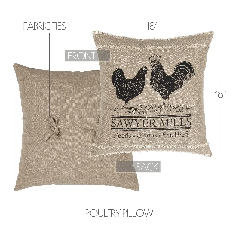 Firm Pillows for Side SleepersSawyer Mill Charcoal Poultry Pillow 18x18