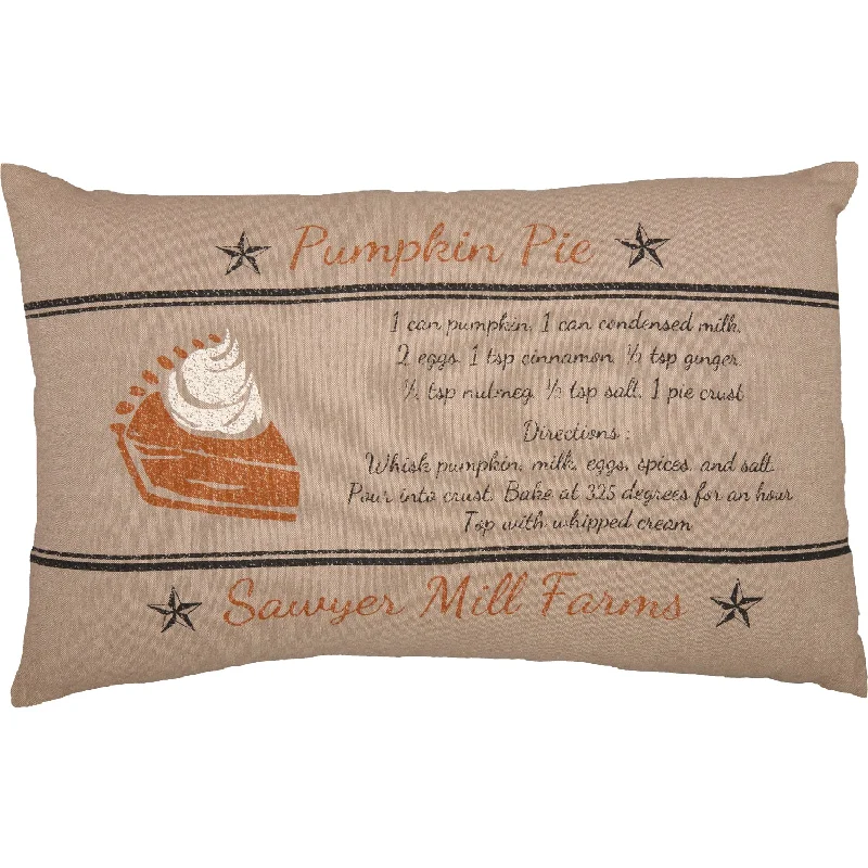 Soft and Fluffy Pillows for Bedroom ComfortSawyer Mill Charcoal Pumpkin Pie Recipe Pillow 14x22