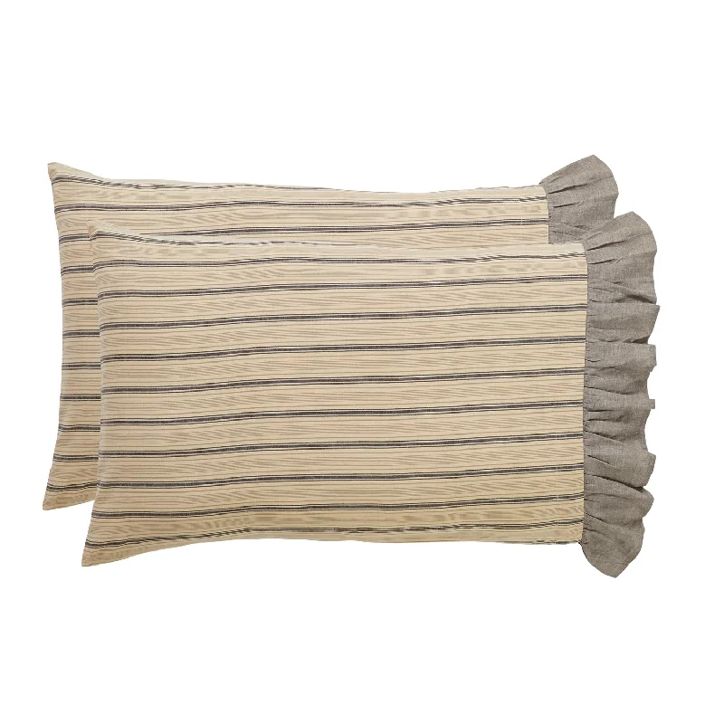 Pregnancy Pillows for Expectant MothersSawyer Mill Charcoal Stripe Ruffled Standard Pillow Case Set of 2 21x30