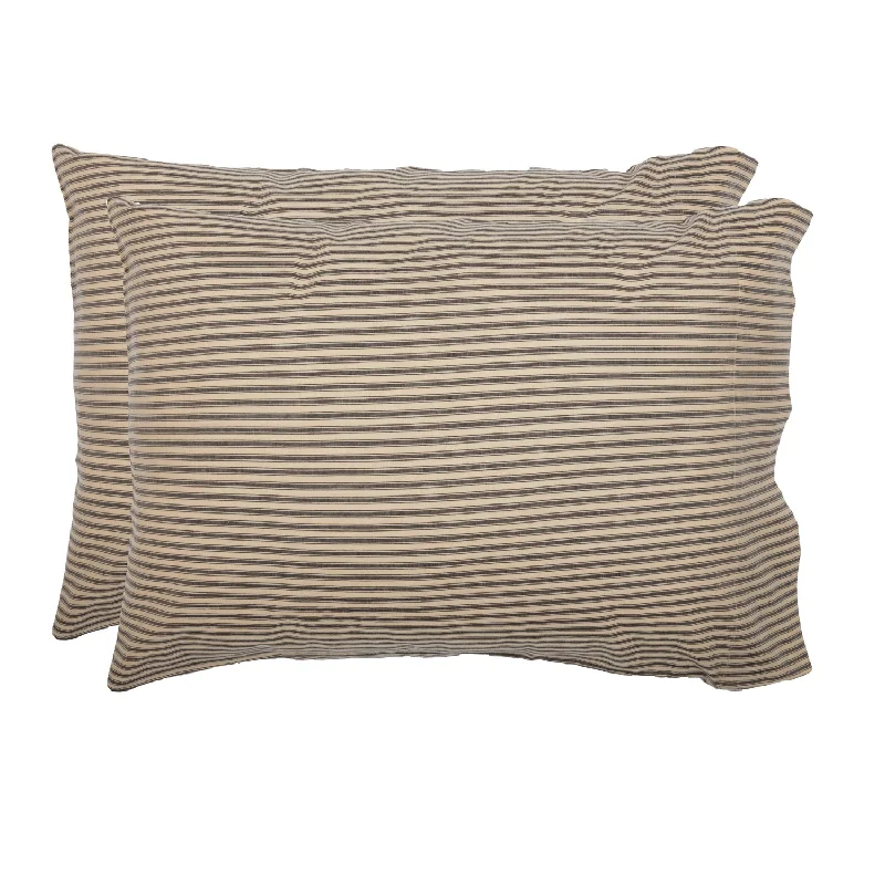 Plush Pillows for a Cozy BedSawyer Mill Charcoal Ticking Stripe Standard Pillow Case Set of 2 21x30