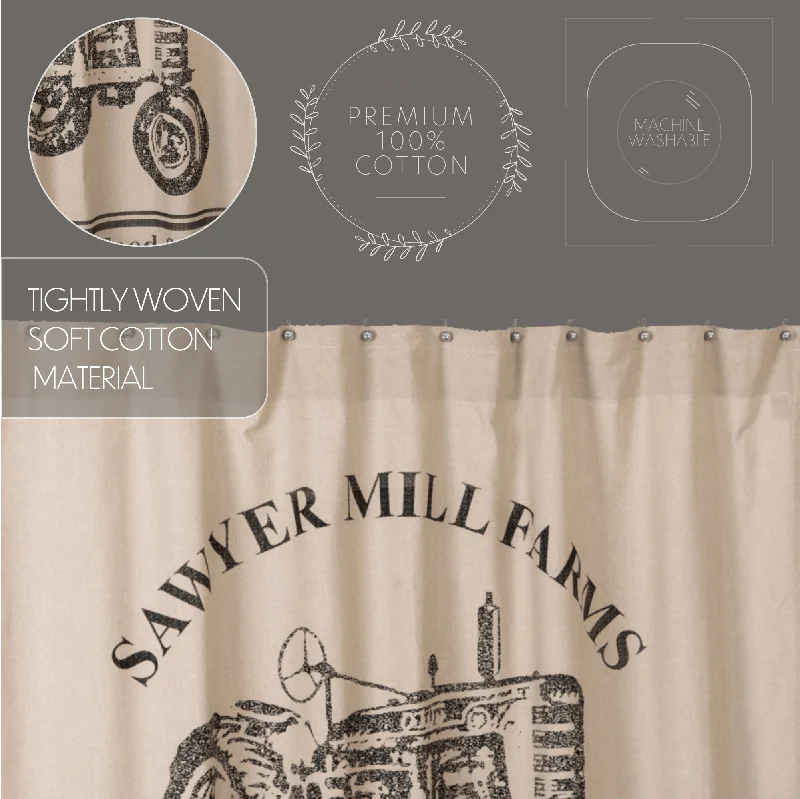 Sawyer Mill Charcoal Tractor Shower Curtain 72x72