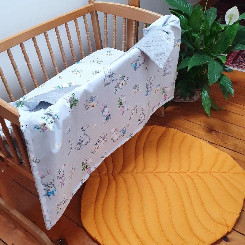 Synthetic fiber blend blankets for a budget - friendly choiceSet of 2 - Rabbits Minky blanket and crib sheet