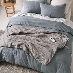 King - size blankets to cover large beds comfortablySherpa Heated Electric Throw Light Grey