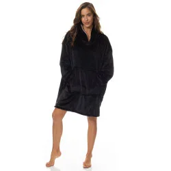 King - size blankets to cover large beds comfortablySnug Black Hoodie Nightwear Reversible Fleece