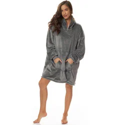 Fleece blankets for a cozy and plush textureSnug Grey Hoodie Nightwear Reversible Fleece