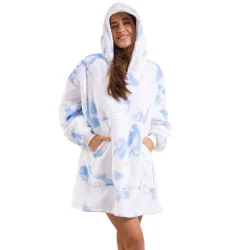 Fleece blankets for a cozy and plush textureSnug White Blue Hoodie Nightwear Reversible Fleece