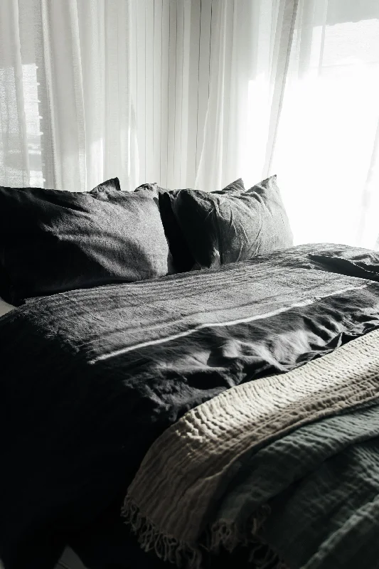 Moisture - wicking duvet covers to prevent night sweatsTrieste Duvet Cover Set, King Dark Grey