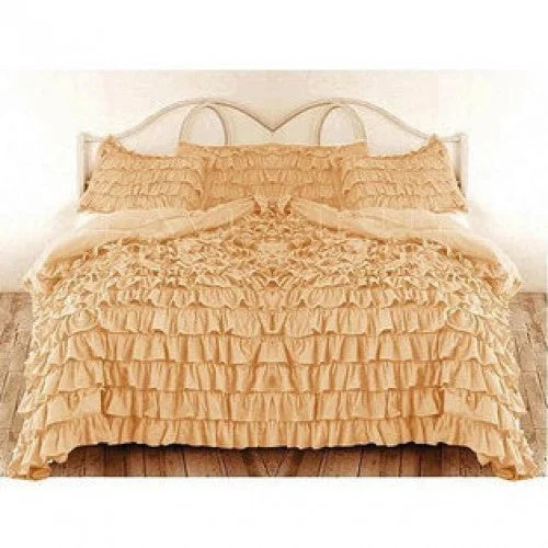 Moisture - wicking duvet covers to prevent night sweatsTwin-XL Gold Ruffle Duvet Cover Set Egyptian Cotton 1000TC