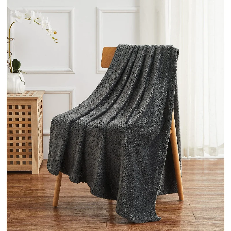 Microfiber blankets that are durable and easy to care forHerringbone Ultra Soft Luxurious Textured Throw