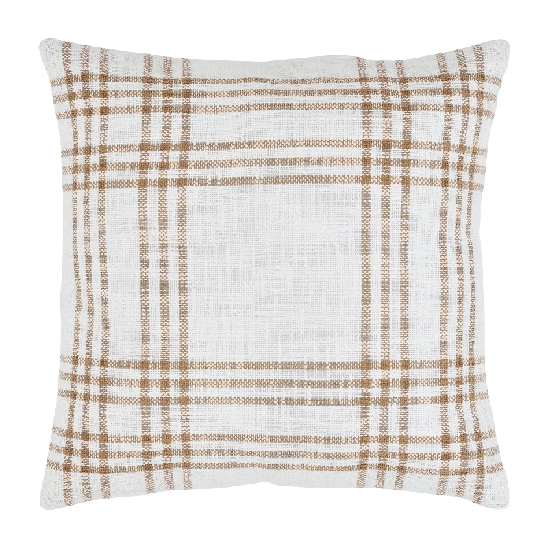 Cotton Pillows for Natural ComfortWheat Plaid Fabric Pillow 18x18