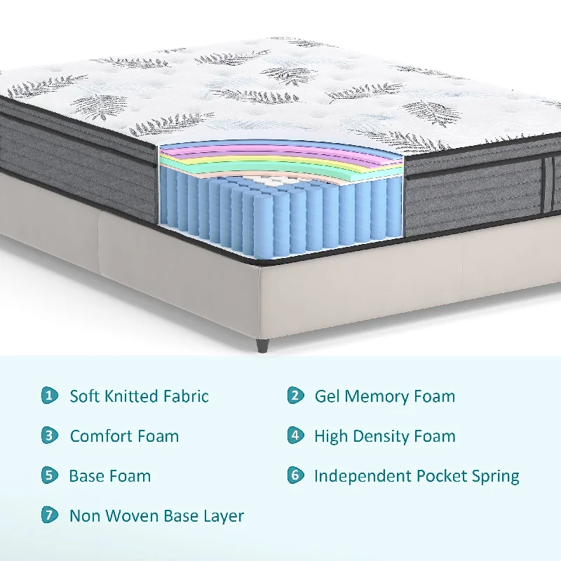 Bamboo - charcoal infused mattresses for odor absorption14-inch Firm Euro Top Gel Memory Foam Hybrid Mattress in a Box