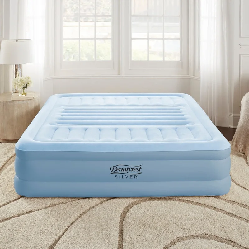 Gel - infused memory foam mattresses for cooler sleepBeautyrest Lumbar Supreme Queen Size Air Mattress with Built-In Pump - Inflatable Bed with Adjustable Lumbar Support