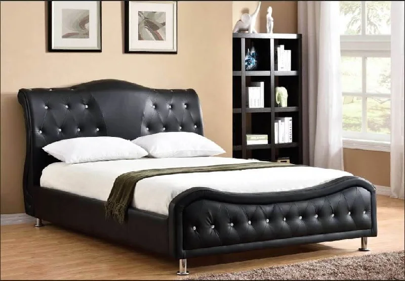 Latex mattresses with natural bounce and breathabilityBlack PU Bed With Rhinestone Jewels