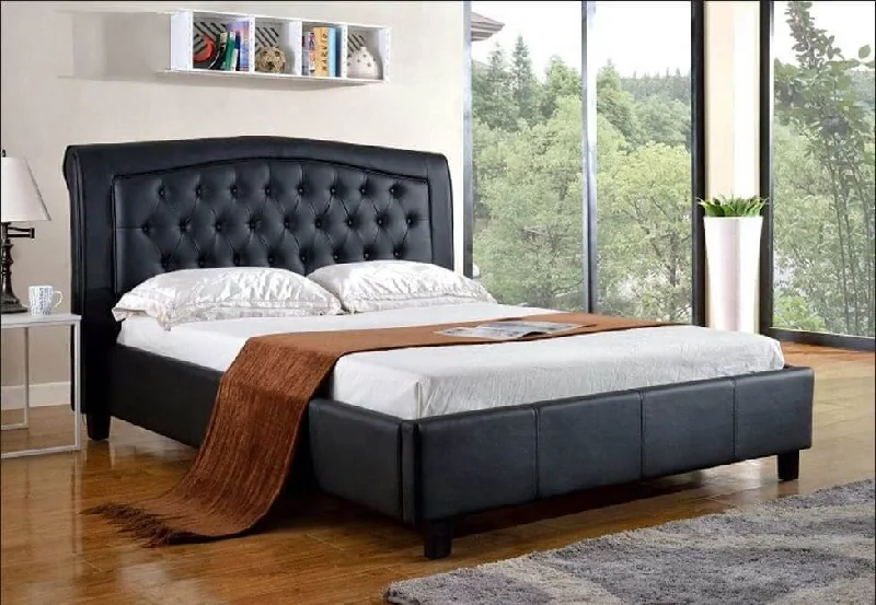 King - size mattresses for spacious master bedroomsBlack PU Leather Bed