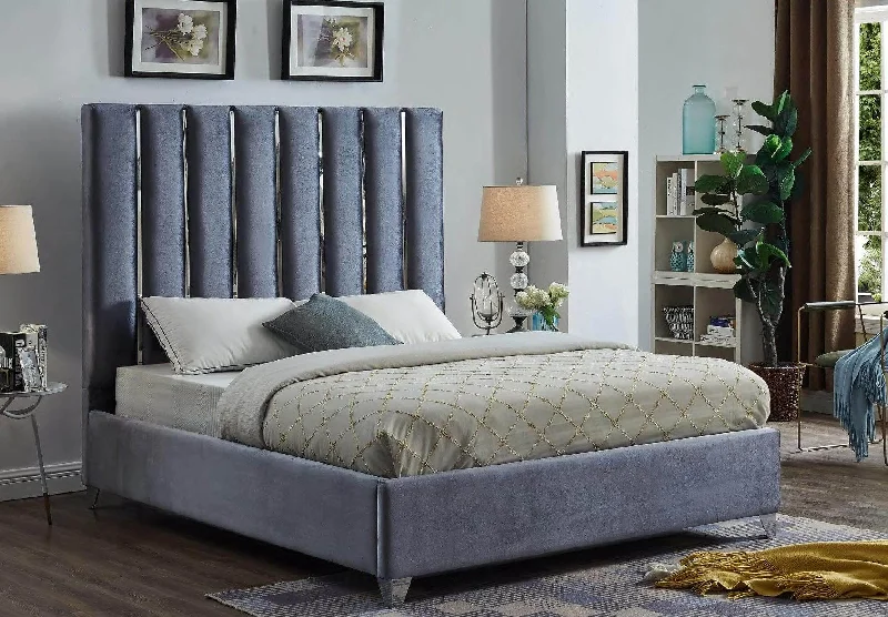 Polyester - foam mattresses for budget - friendly optionsChrome Velvet Grey Bed