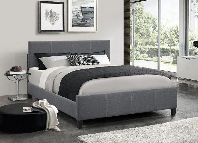 Gel - infused memory foam mattresses for cooler sleepDark Grey Fabric Bed With Contrast Stitching