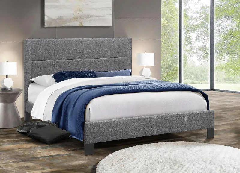 Queen - size mattresses for couples and standard bedroomsDark Grey Fabric Bed with Contrast