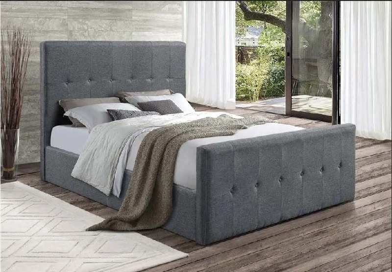 King - size mattresses for spacious master bedroomsDark Grey Fabric Bed 5440