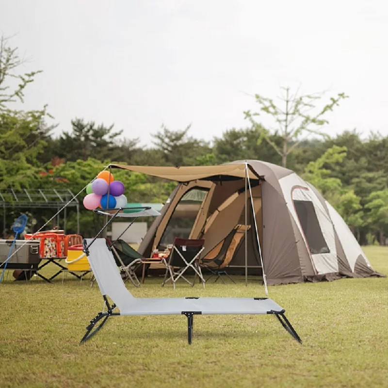 Latex mattresses with natural bounce and breathabilityFolding Three-Fold Camping Bed Gray With Head Canopy