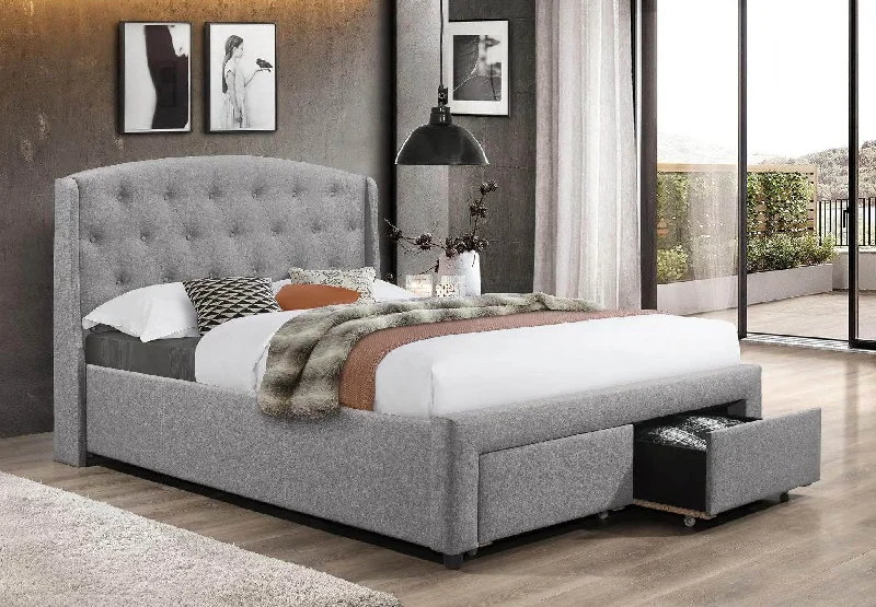 Polyester - foam mattresses for budget - friendly optionsGrey Velvet Drawers Bed