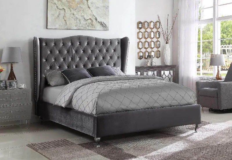 Memory foam mattresses for pressure relief and contouringTruman Velvet Fabric Nailhead Bed