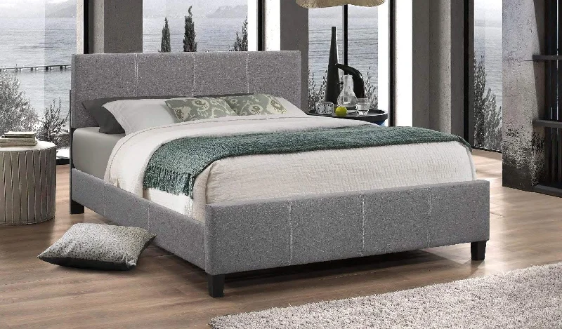 Queen - size mattresses for couples and standard bedroomsLight Grey Fabric Bed With Contrast Stitching