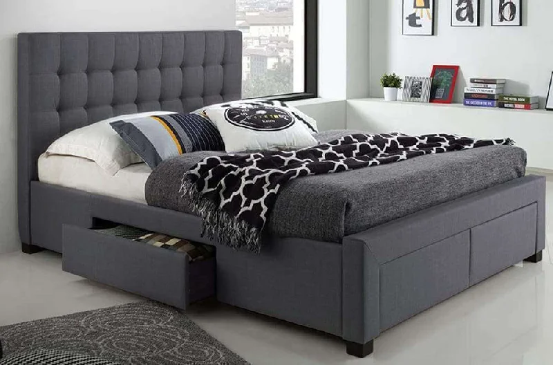 Wool - filled mattresses for natural insulation and moisture - wickingLinen-Style Fabric Platform Bed with Storage