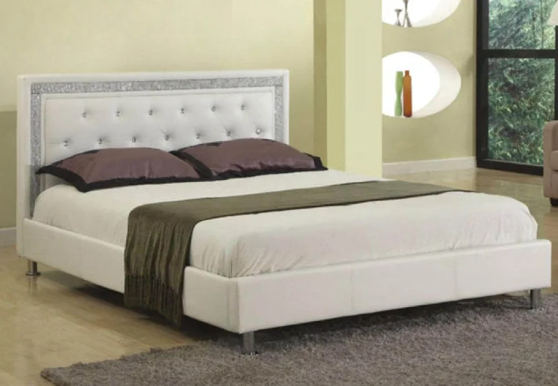 Innerspring mattresses with coil counts for supportRhinestone Jewels White PU Bed