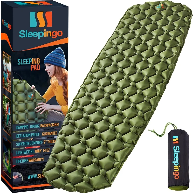 Natural latex and organic cotton blend mattressesSleepingo Camping Sleeping Pad - Mat, (Large), Ultralight 14.5 Oz - 11.14 x 3.35 x 3.31 inches