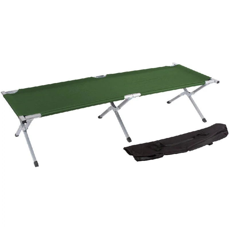 Wool - filled mattresses for natural insulation and moisture - wickingTrademark Innovations Portable Folding Camping Bed and Cot (Army Green)