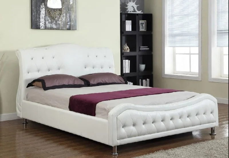 Memory foam mattresses for pressure relief and contouringWhite Stylish PU Bed With Rhinestone Jewels